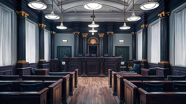 Courtroom where fingerprint evidence is presented